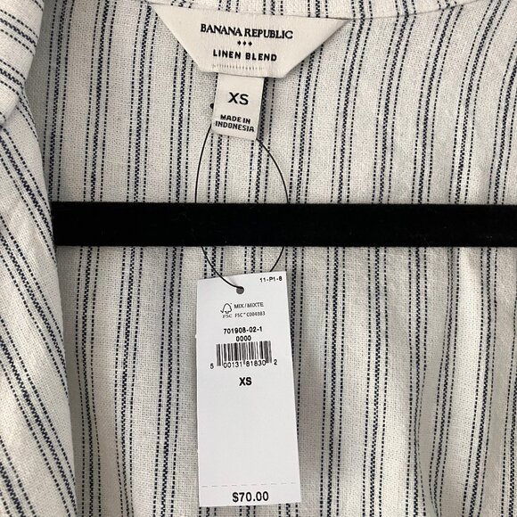 Banana Republic White Stripe Linen-Blend Shirt XS NWT - Picture 7 of 8